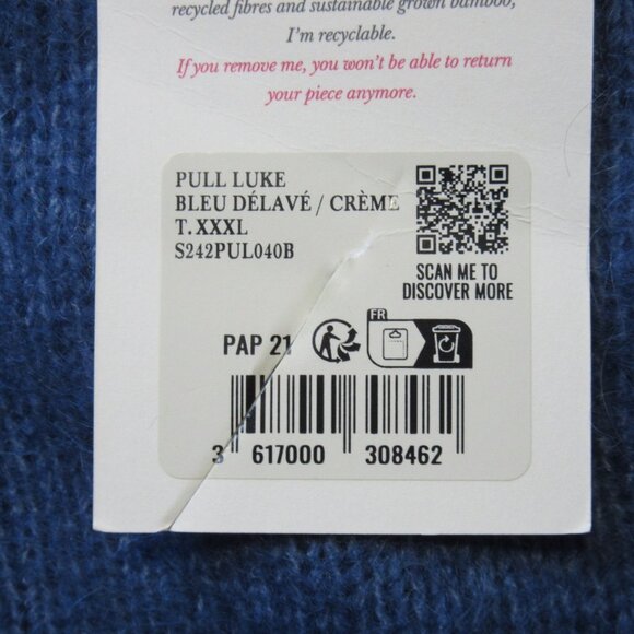 NWT La Maille Sezane Luke Jumper in Faded Blue Cream Floral Sweater XXXL 3XL - Picture 8 of 8